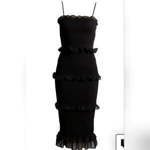 BEBE Smocked Georgette Cocktail Dress Size M